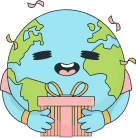 Earth with gift icon